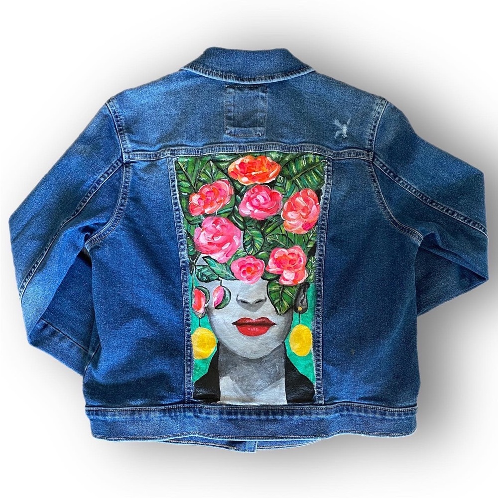 Frida Kahlo Hand Painted Denim Jacket